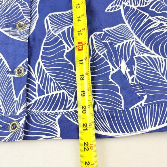Dennis By Dennis Basso Women's Linen Blend White Leaf Blue Jacket Size 16 NWOT - Picture 10 of 10